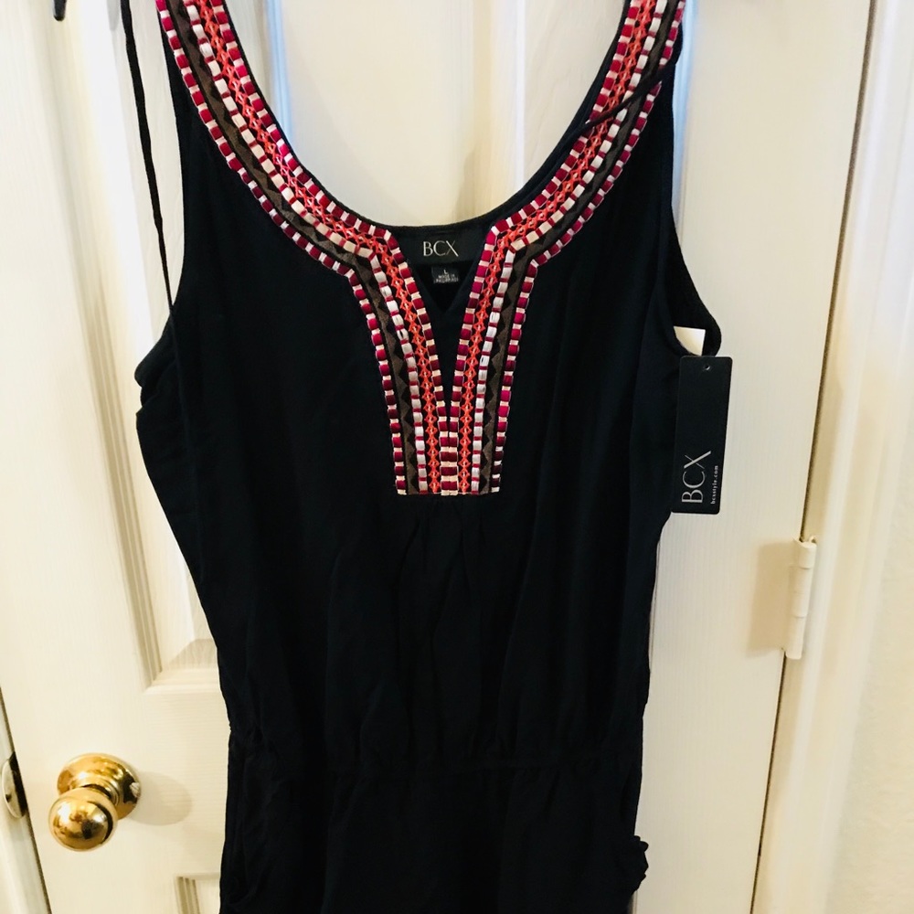 BCX Split Neck Embroidered Black Romper BLACK FRIDAY SALE - Picture 2 of 6